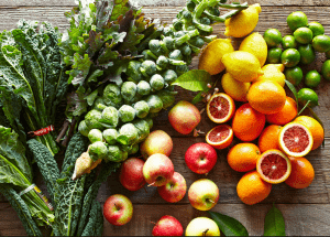 a group of fruits and vegetables on a wood surface Healthy Weight Loss Diets Earley