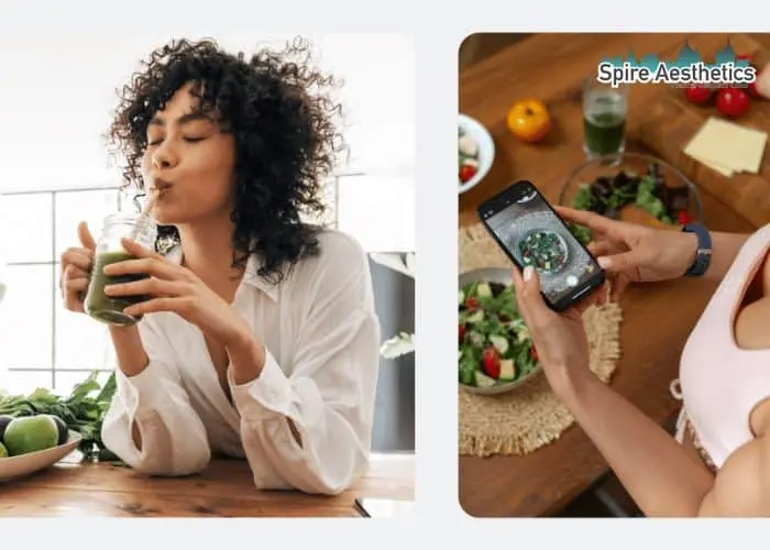 Image of woman looking into her diet and fat freezing Earley to improve her health