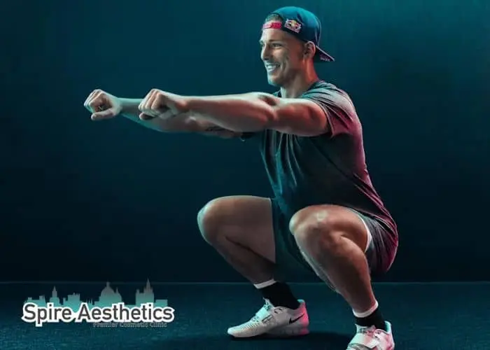 Image of man build leg muscle Earley through exercise